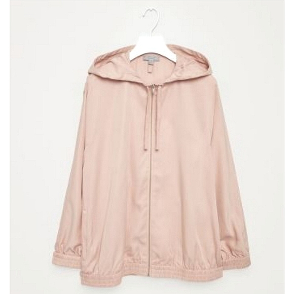 COS Blush Tencel Hooded Full Zip Oversized Jacket Size Medium - Picture 1 of 8